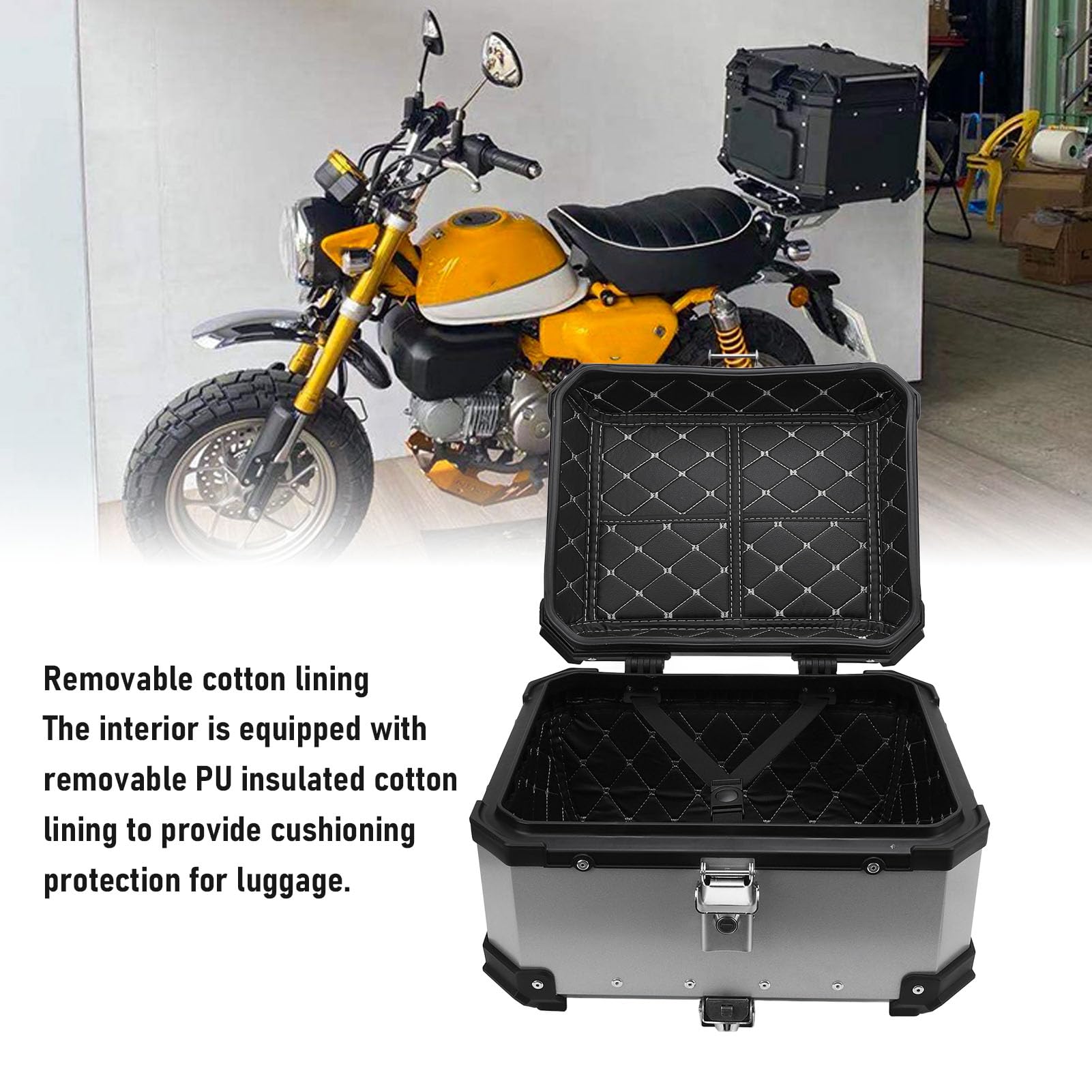 Bewinner 32L Topcase Motorrad mit Sicherheitsschloss, Schnellverschluss Motorradkoffer, Wasserabweisendes Motorrad Topcase aus Aluminiumlegierung, Universell Passende Motorrad Hecktasche
