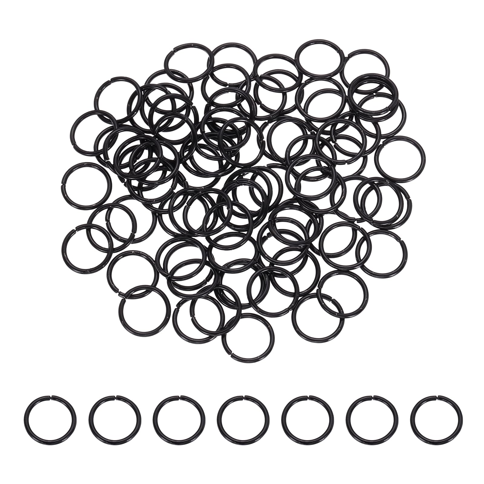sourcing map 200 Pcs Open Jump Rings, 12mm Split Metal O Ring 1.2mm Thick Keychains Connector Ring for Jewelry Making DIY Necklaces Bracelet Earrings Craft Making, Black โ image 1