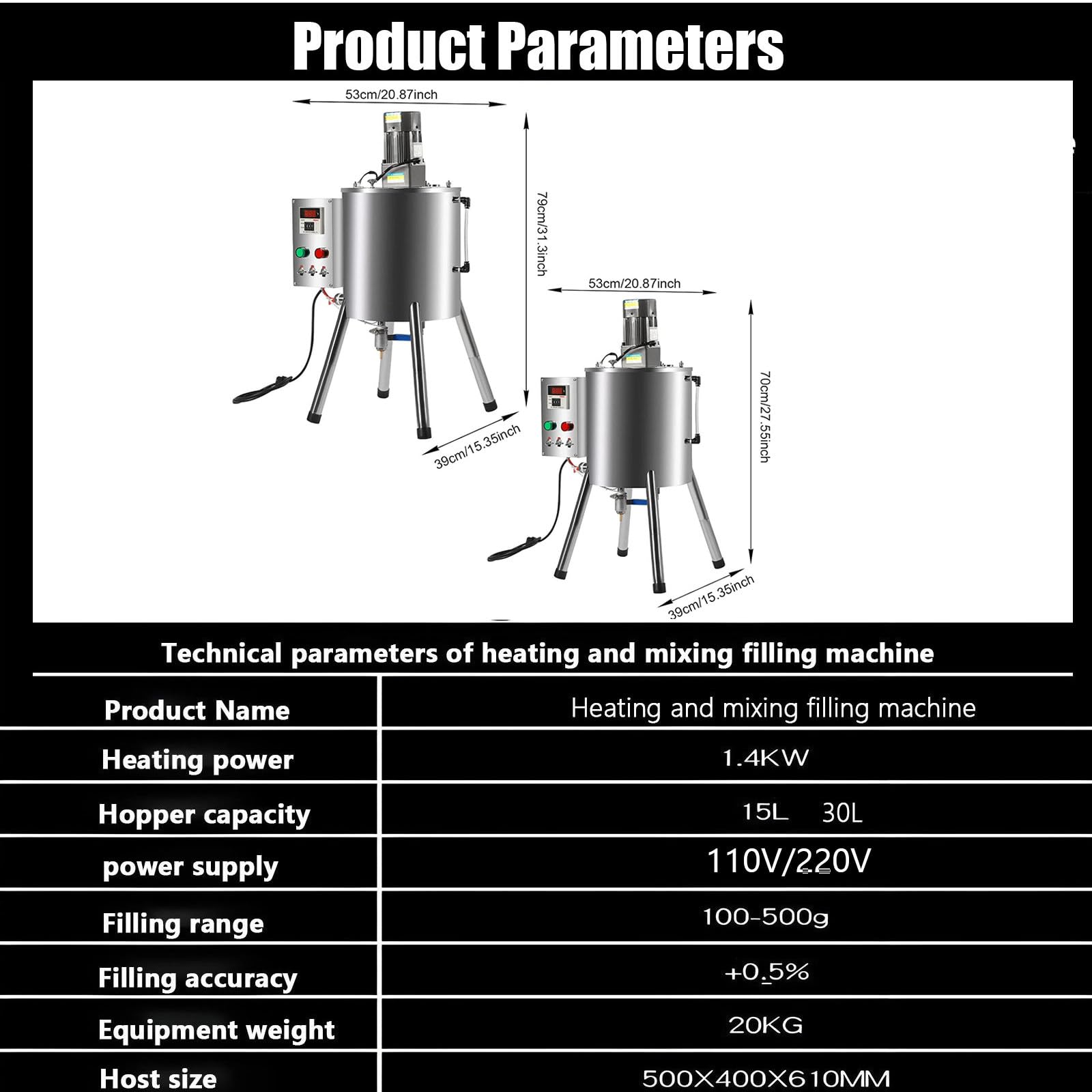 Máquina Eléctrica De Llenado Y Mezcla con Calefacción De 15/30 L, para Rellenar Labiales En Pasta Líquida, con Indicador De Temperatura, para Líquidos Y Ceras, Labiales 30L