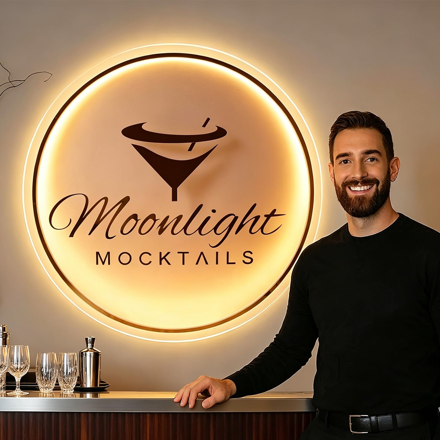 Neon Schild Personalisiert Logo Leuchtschilder, Dimmbare Hintergrundbeleuchtung individuelles Neonschild, Acrylschild & Metall für Wanddekoration, Bar, Hochzeit, Studio, Salon, Firmenlogo, Werbeschild