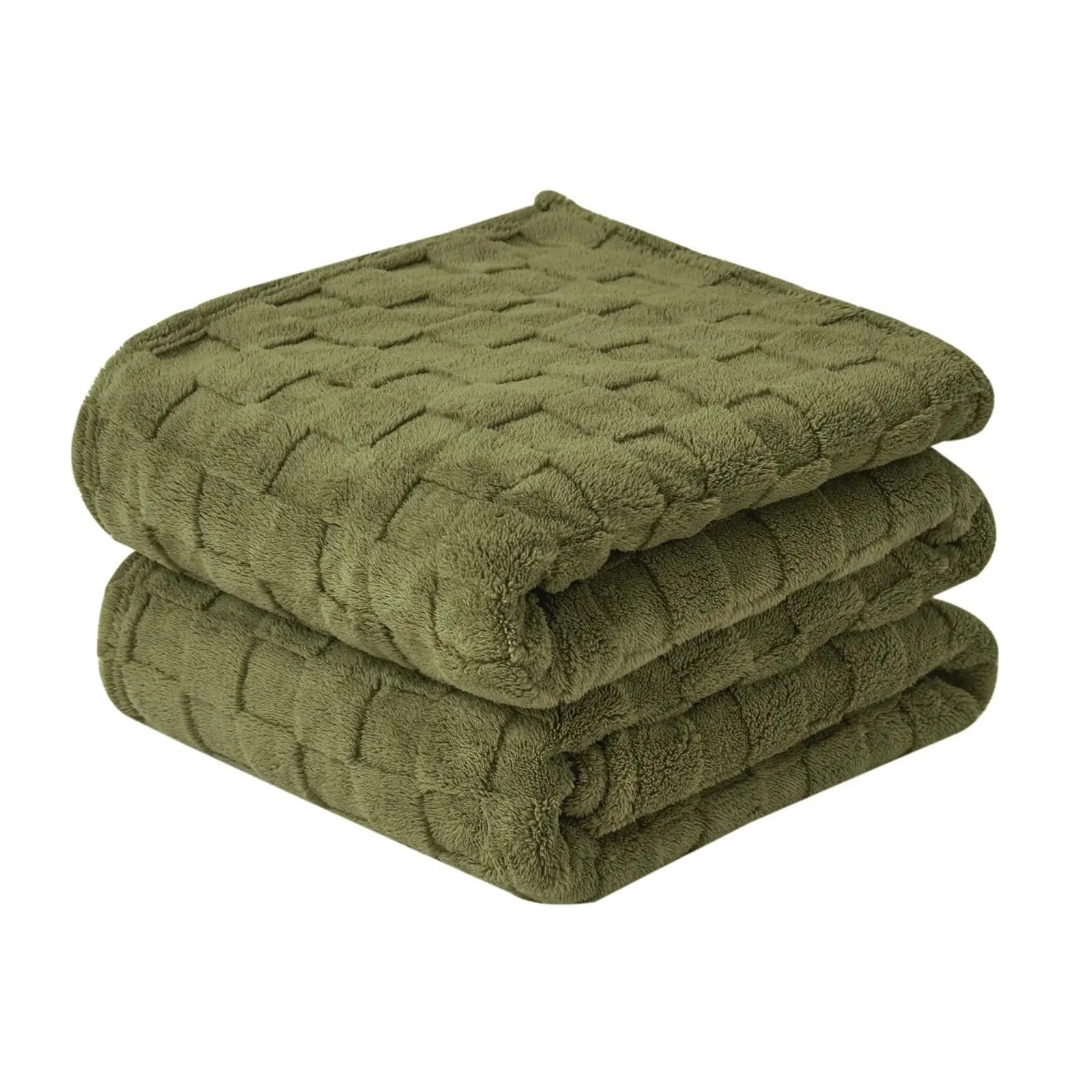 HWJFDC Throws for Sofas Good Nite Throw Blanket Sofa Fleece Cosy Warm Large Bed For Couch And Car Double(Green,150x200cm)