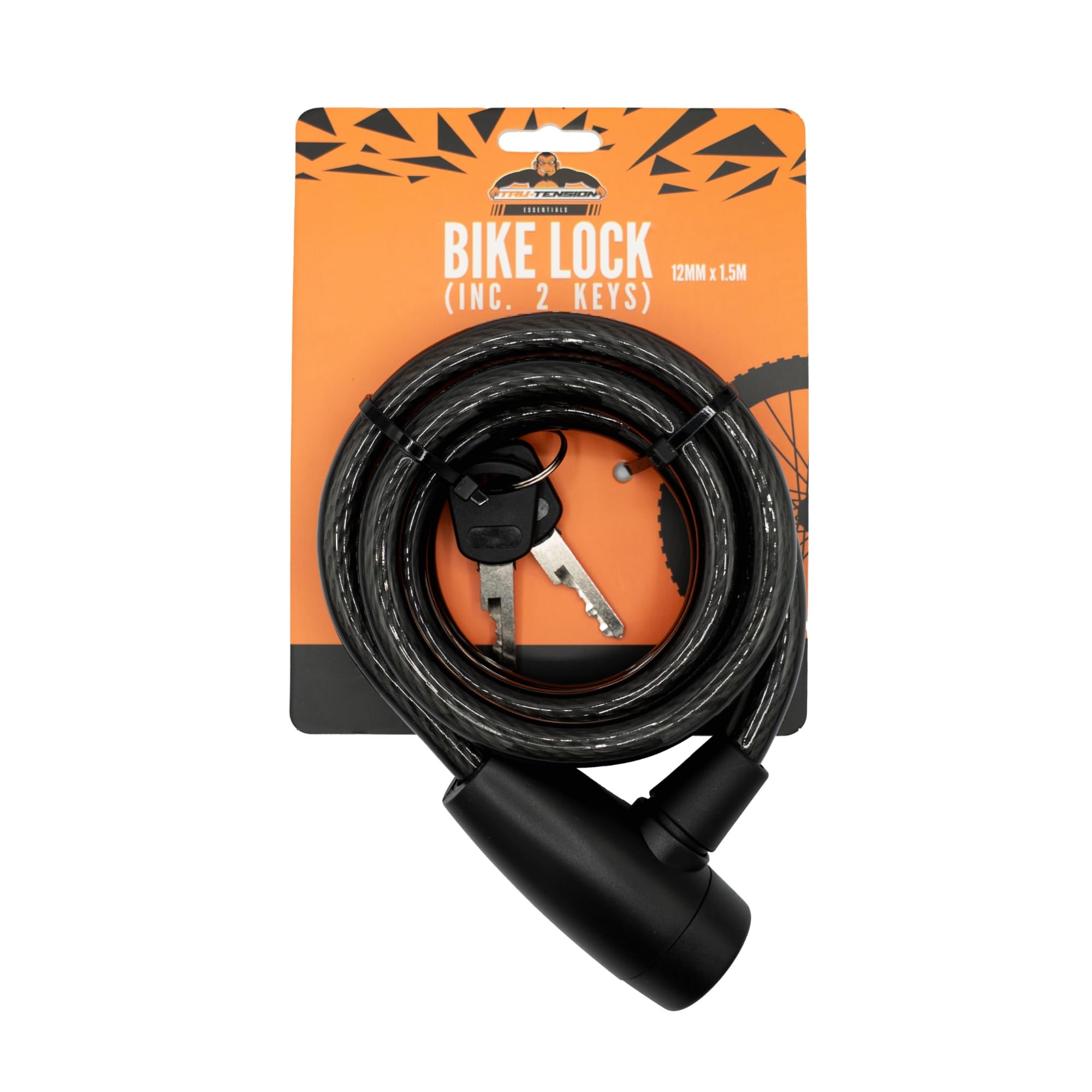 Tru Tension | 2-Key Bike Lock | Bike/Motorbike Accessories | Protect Your Bike, Scooter, E-Bike & All Valuable Equipment | 12mm x 1.5m