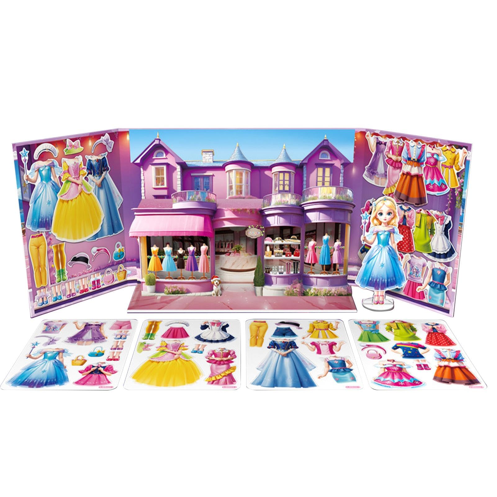 Muñecas De Papel Magnéticas,Vestir Muñecas Magnéticas | Juego magnético de princesa para juegos creativos de simulación - Muñecas de papel con libro de pegatinas de princesas, juegos de vestir magnéti