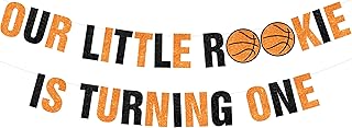 Basketball First Birthday Party Decorations, Our Little Rookie is Turning One Banner, Basketball My Rookie Year Sports Party Supplies for Boys 1st Birthday