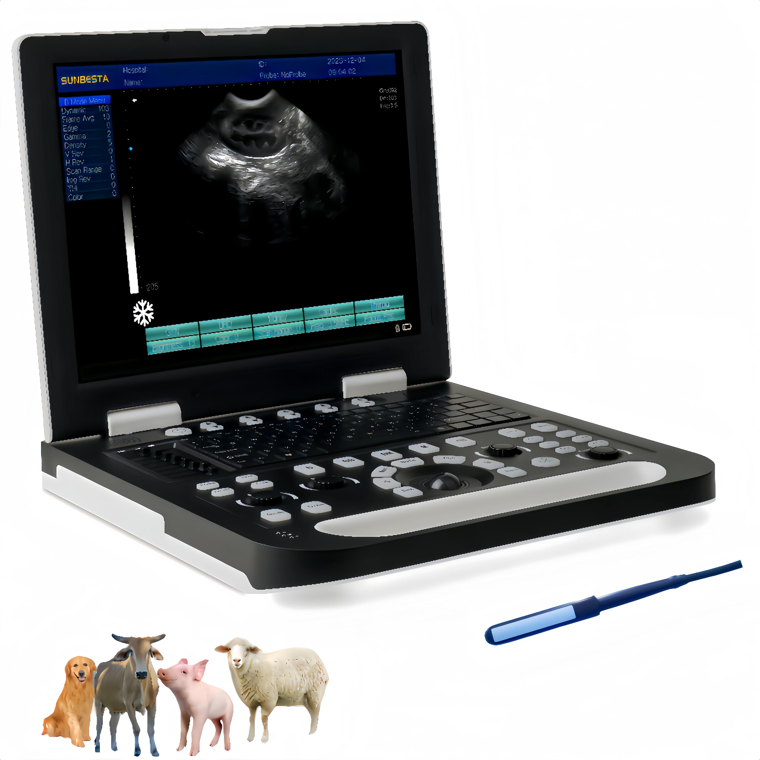 SUNBESTA N50 Portable Veterinary Ultrasound Machine for Pregnancy, 15-Inch Large Wide LCD Ultrasound Machine for Cattle Ranch, Horse Farm, llam Farm