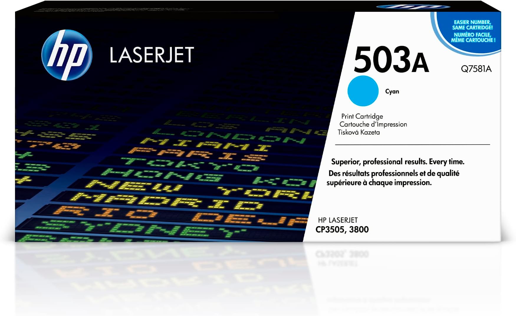 HP Original 503A Cyan Toner Cartridge | Works Color LaserJet 3800, CP3505 Series | Q7581A