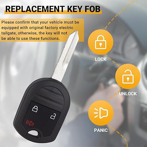 Miniatura 2 de Llavero de repuesto sin llave compatible con Ford F150 Edge Escape Expedition Explorer Fusion FocusLincoln Mark LT MKX MKZ  Mazda  Mercury 3 botones