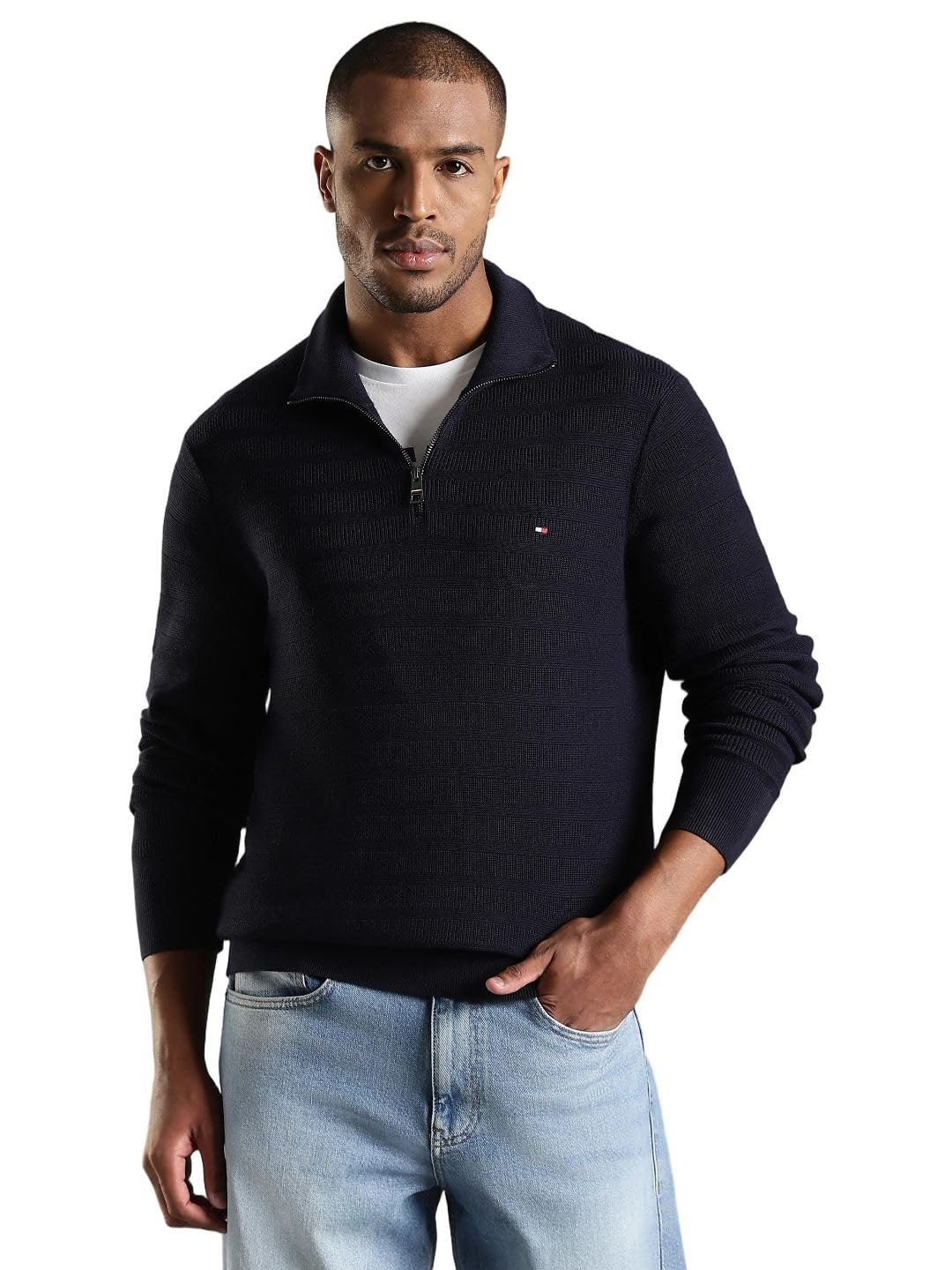 tommy hilfiger Textured Regular Fit Cotton Sweater-picture-23