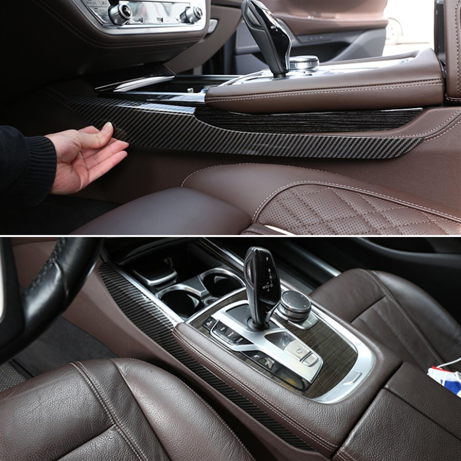 Kit Habillage Fibre De Carbone Intérieur BMW Série 7 G11 G12 - Console Centrale - 6 Pièces - Origine Allemagne