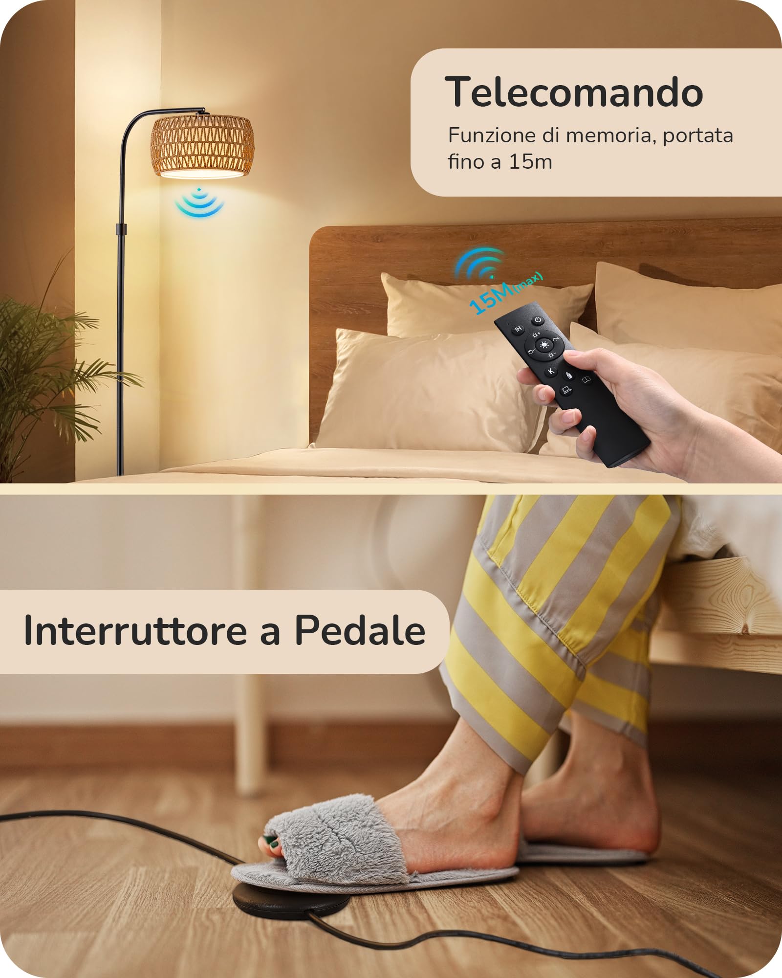 Lampada Da Terra EDISHINE Ad Arco - Dimmerabile Con Telecomando, Paralume Doppio, LED Inclusa | Per Salotto E Ufficio, Oro - Foto 13