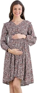 MomToBe Women's Rayon Maternity Dresses | Pregnancy Feeding Nursing Dress with 14 inch Zip on Both Sides Price In India