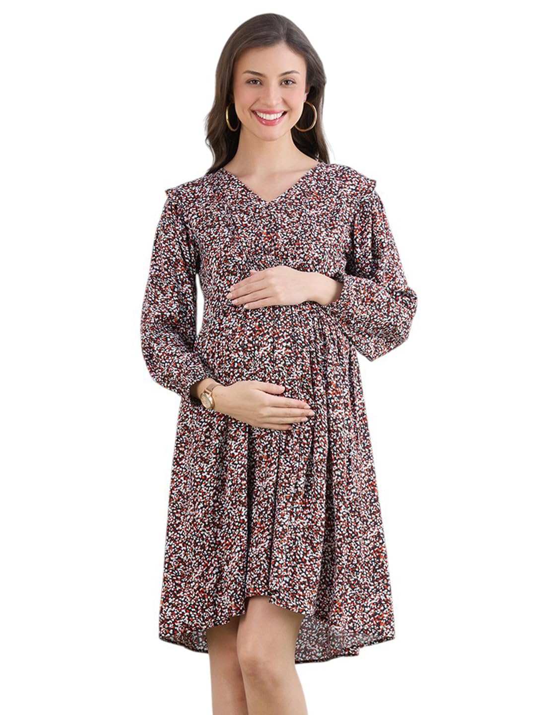 Women's Rayon Maternity Dresses | Pregnancy Feeding Nursing Dress with 14 inch Zip on Both Sides-image-11