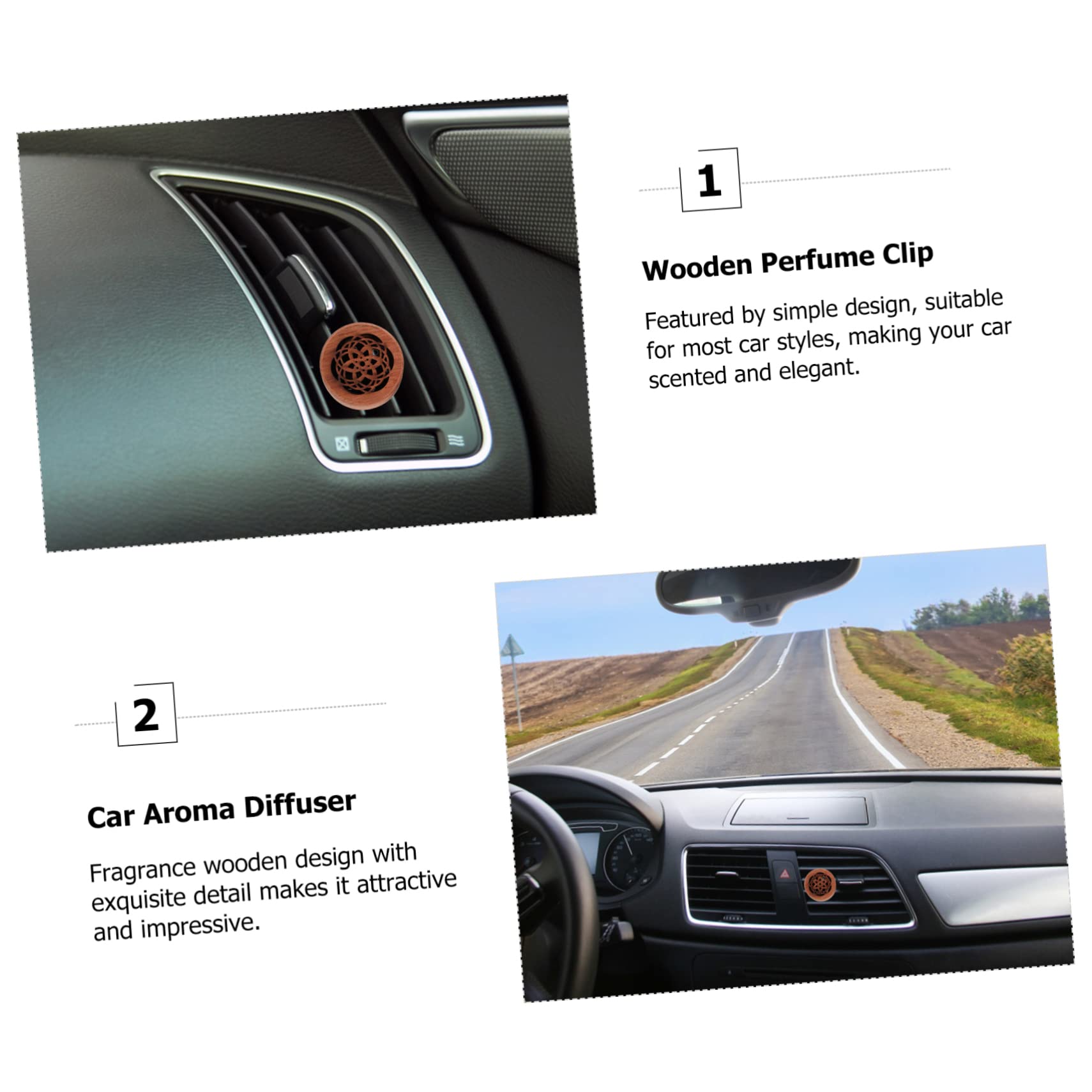 Healeved 2pezzi Diffusore Per Auto in Legno Decorazione Elegante e Pratica Accessorio Per Assorbire Odori Per Casa e Auto Per Amici e Familiari