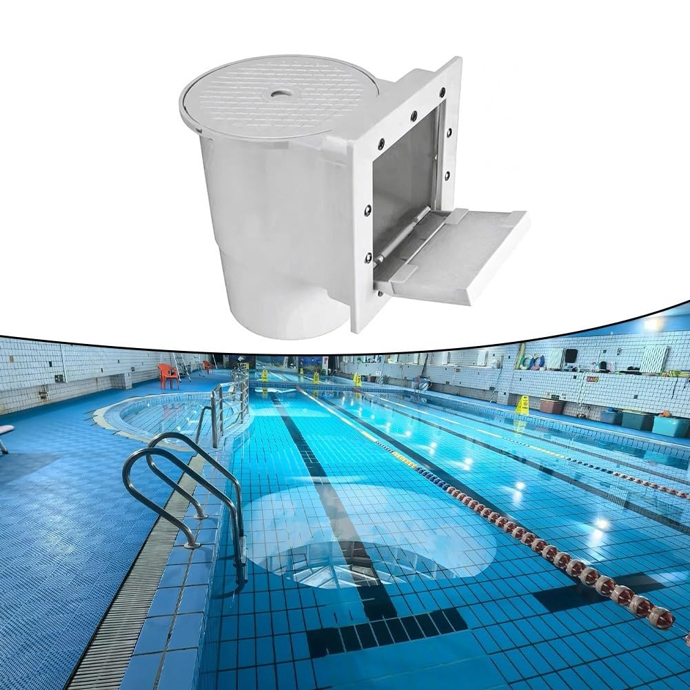 Skimmer de piscina con colector de hojas flotantes y cesta de filtro montada en la pared para piscinas sobre el suelo y en el suelo, kit de entrada de vacío de fácil instalación, color blanco