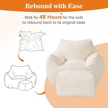 Big Bean Bag Chair for Adults, Ultra Soft BeanBag for Living Room