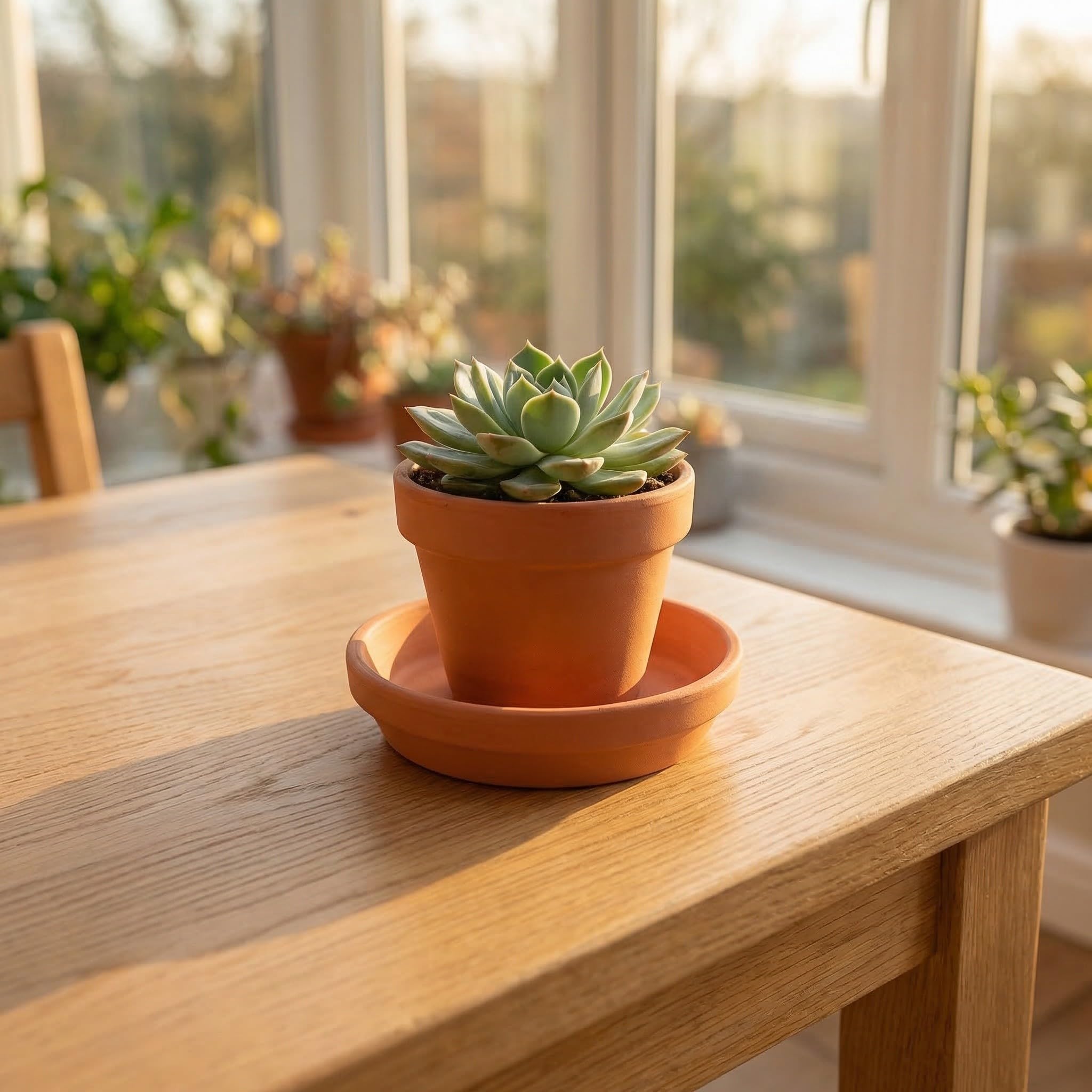 Sottovasi e Materiale Traspirante in Terracotta Rotondi Set da 12 Pezzi Design Stabile a Bordo Basso per Piante da Esterno da Tavolo per Giardino e Balcone