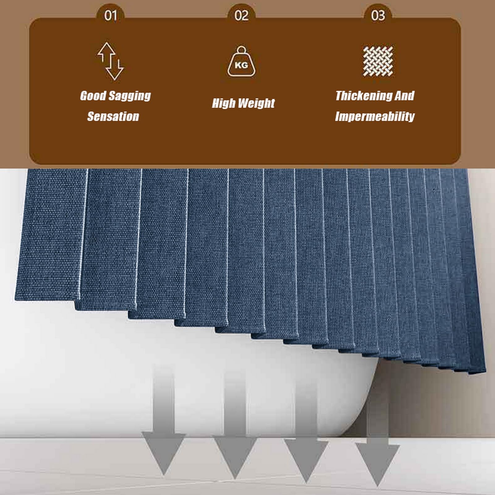 Momooda Waterdicht opvouwbaar zwaar douchegordijn met haken, magnetisch spatwaterdicht, anti-schimmel linnen douchegordijn voor badkamer, grijsblauw, 180 x 200 cm Momooda Waterdicht opvouwbaar zwaar douchegordijn met haken, magnetisch spatwaterdicht, anti-schimmel linnen douchegordijn voor badkamer, grijsblauw, 180 x 200 cm