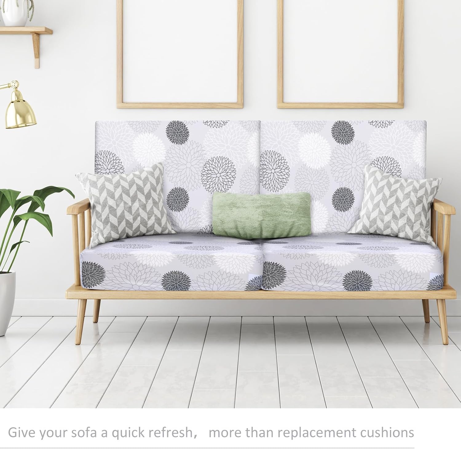 Newwiee 8 Pcs Stretch Patio Cushion Covers Dahlia Flower Outdoor Cushion Cover Replacement Furniture, Floral Sofa Couch Slipcovers Waterproof Washable Thin Breathable Summer Home Decor(Classic Color)