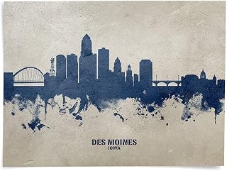 Des Moines Iowa Skyline art print poster, unframed -18482