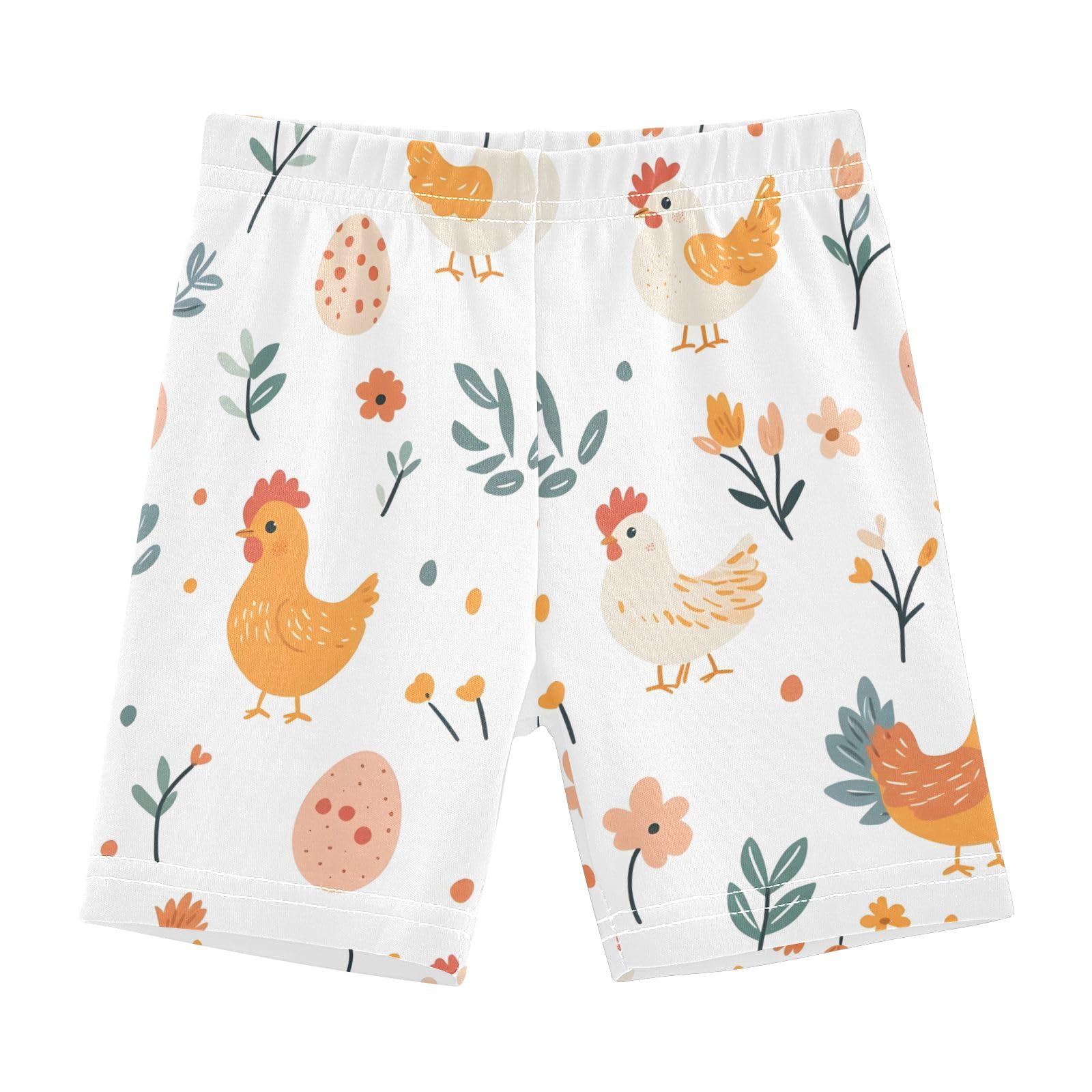 CHIFIGNO Cute Chickens Easter Eggs Flowers Bike Shorts for Girls Cartwheel Shorts Breathable Under Dress Dance Short 4T