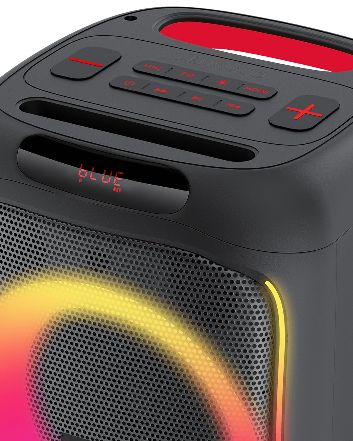 Kenwood AS-P200BT Party Speaker Portatile 50W RMS con Woofer 165mm, 2 Tweeter, DSP, Bluetooth, USB, microSD, AUX-IN, ingresso microfono, luci LED multicolore, batteria fino a 10h, modalità TWS Stereo
