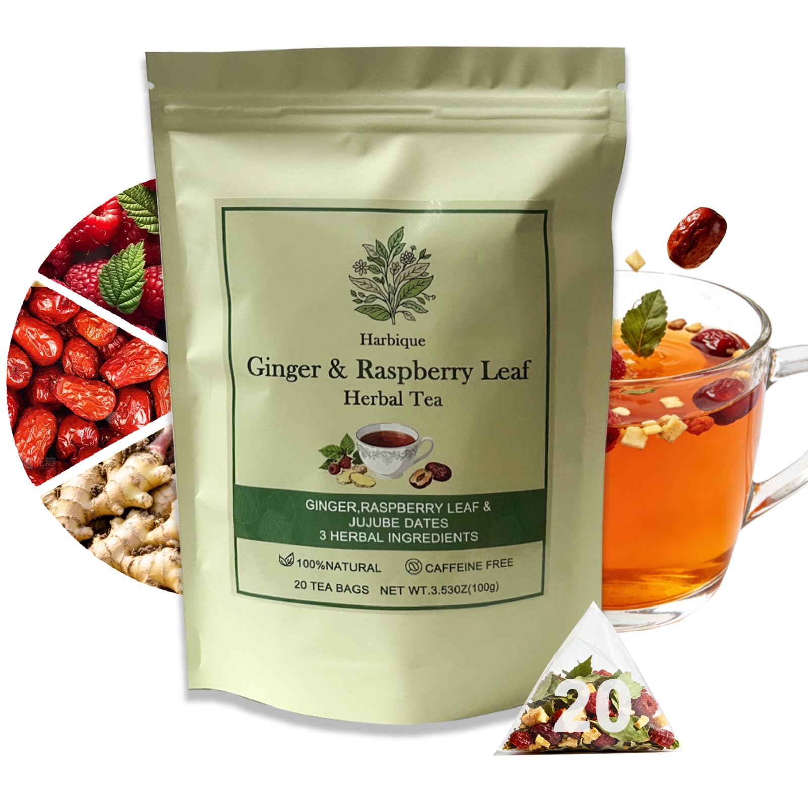 Amazon.com : Organic Raspberry Leaf & Ginger Tea – Caffeine-Free