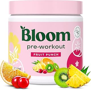 Bloom Nutrition Pre Workout Powder, Amino Energy with Beta Alanine, Ginseng & L Tyrosine, Natural Caffeine Powder from Green Tea Extract, Sugar Free and Keto Friendly Drink Mix (Fruit Punch)