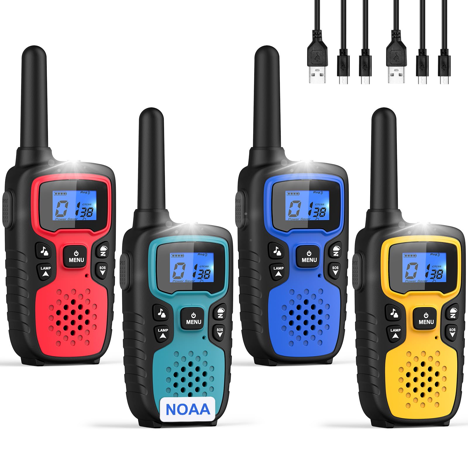 Wishouse Walkie Talkies for Adults Long Range-Rechargeable 4 Pack 2 Way Radios, Hiking Accessories Camping Gear Xmas Birthday Gift for Kids Family
