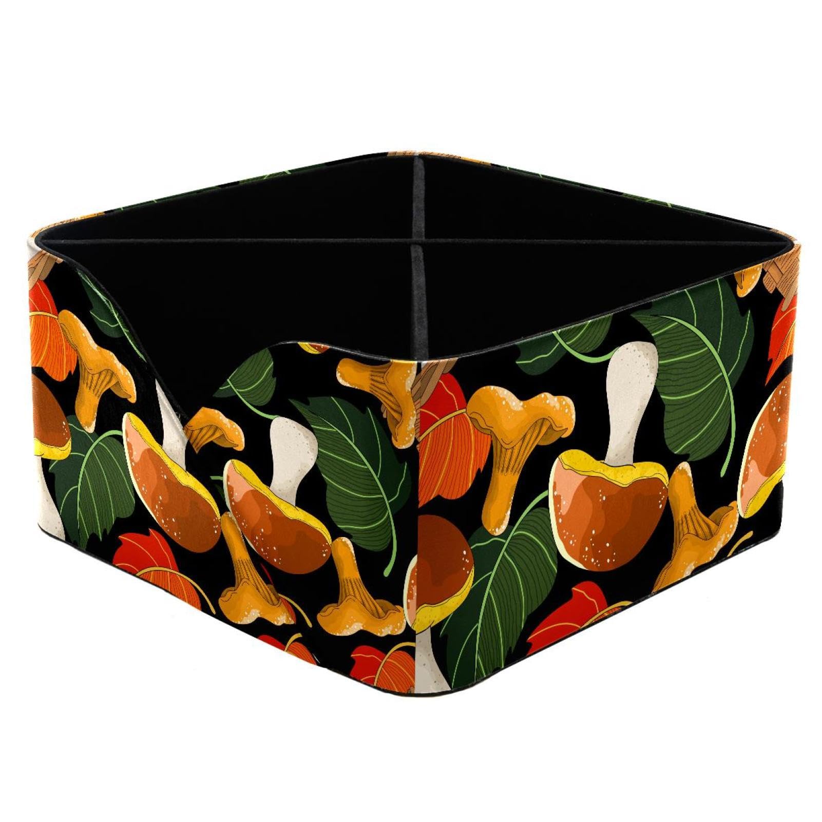 KengjuTesu Leaves and Mushrooms Desktop Organizer Pen Holder, Rectangular Pencil Cup for Office, Study and Makeup Stations