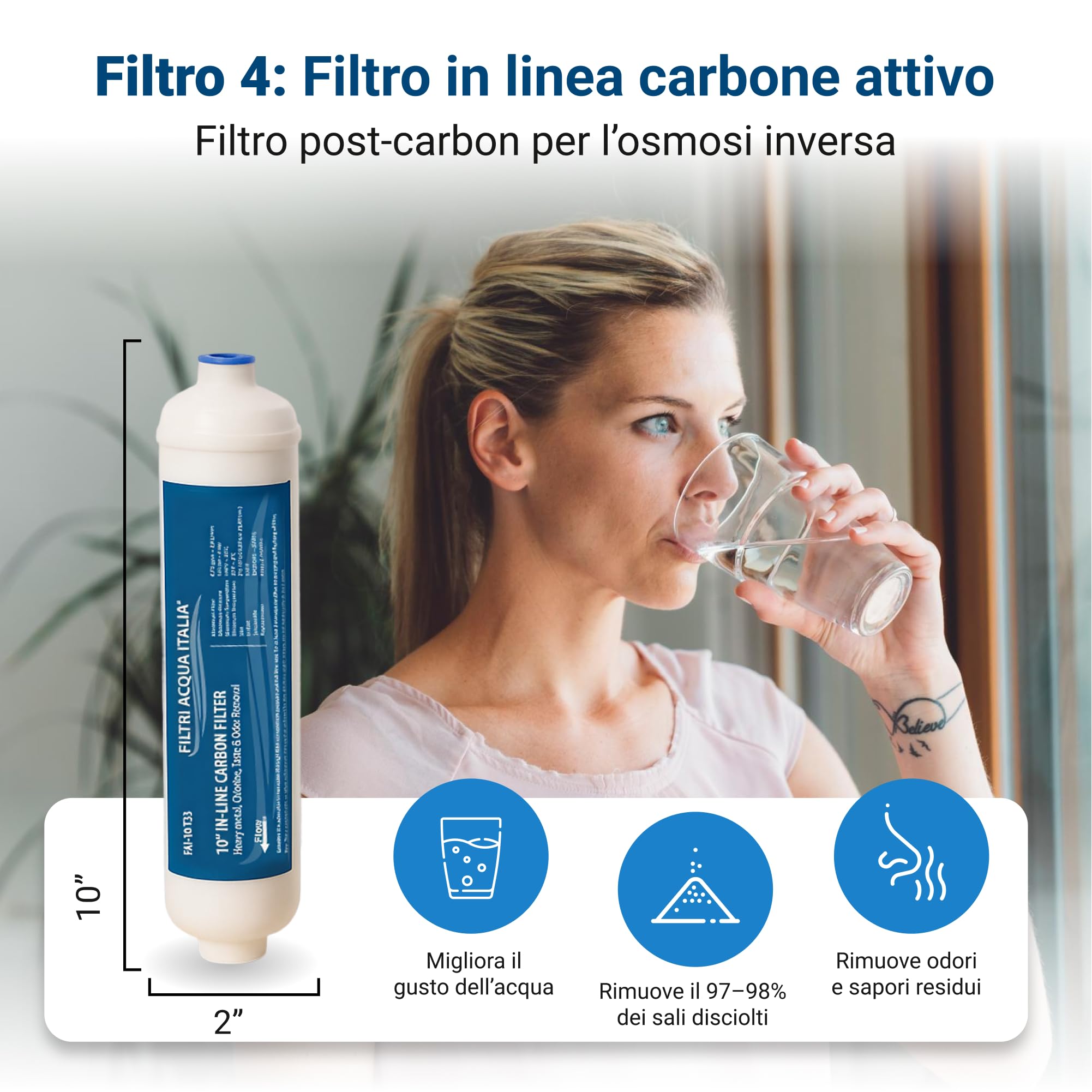 Kit Ricambio Filtri Osmosi Inversa 5 Stadi con Membrana 75 GPD