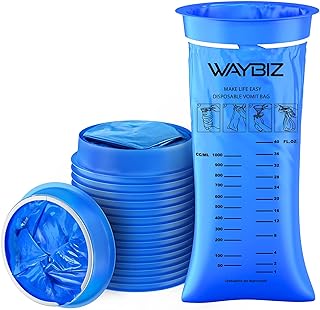 Vomit Bags 16 Pack 1000 ml, Non-Transparent Disposable Barf Bag, Throw Up & Emesis Bag for Nausea Travel Motion Morning Air Sea & Car Sickness