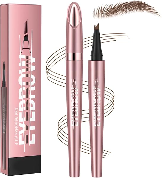 Microblading Eyebrow Pen, 2026 New 4-Tip 3D Eyebrow Pencil, Waterproof Long-Lasting Fine Stroke Contouring Pen, Premium Natural Brow Makeup for All-Day Wear (Light Coffee) - 1
