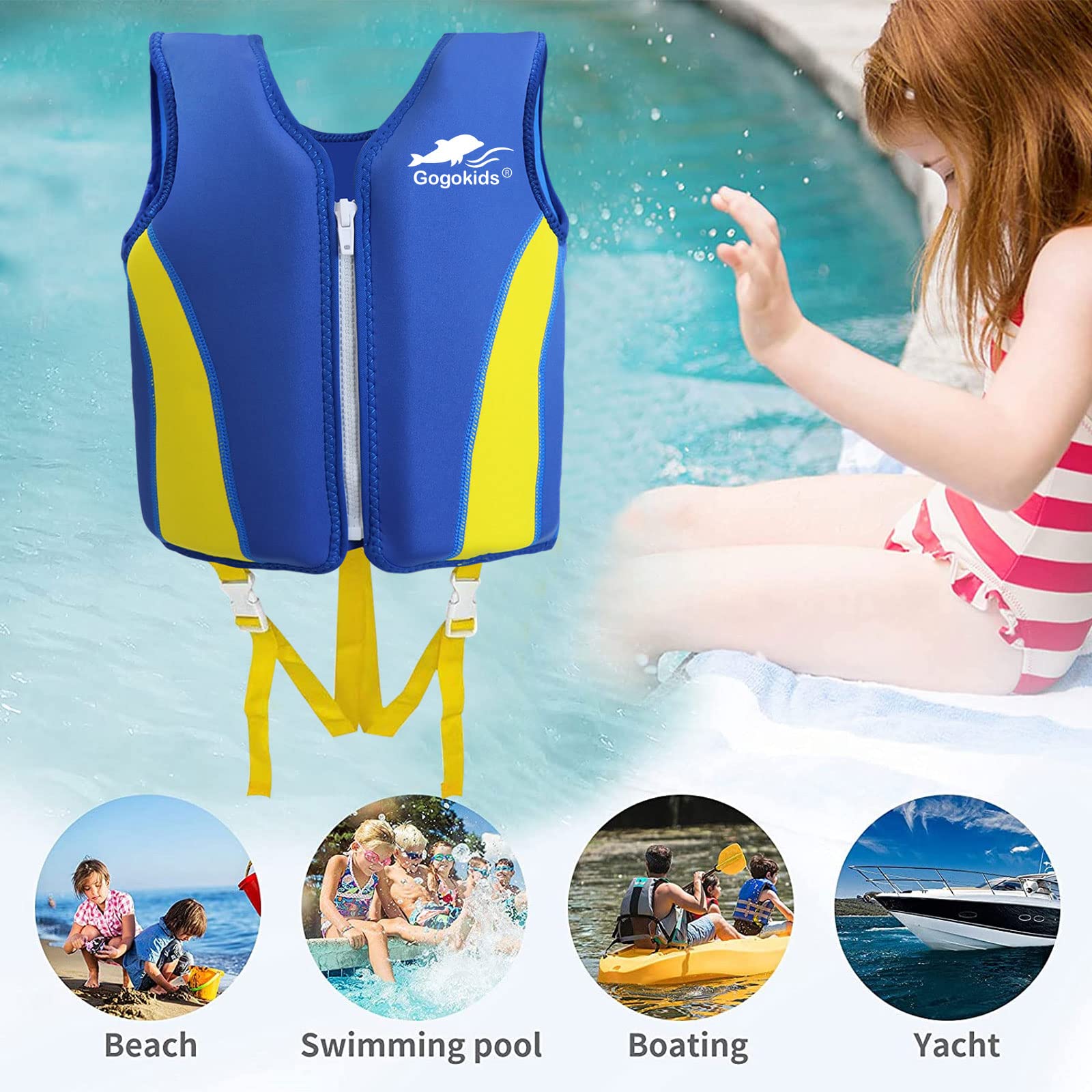Gogokids Bambini Nuotare Vest - Baby Swim Training Jacket Bambino Galleggiabilità Del Costume Da Bagno Costumi Da Bagno Per 2-9 Anni Dei Capretti Del Bambino