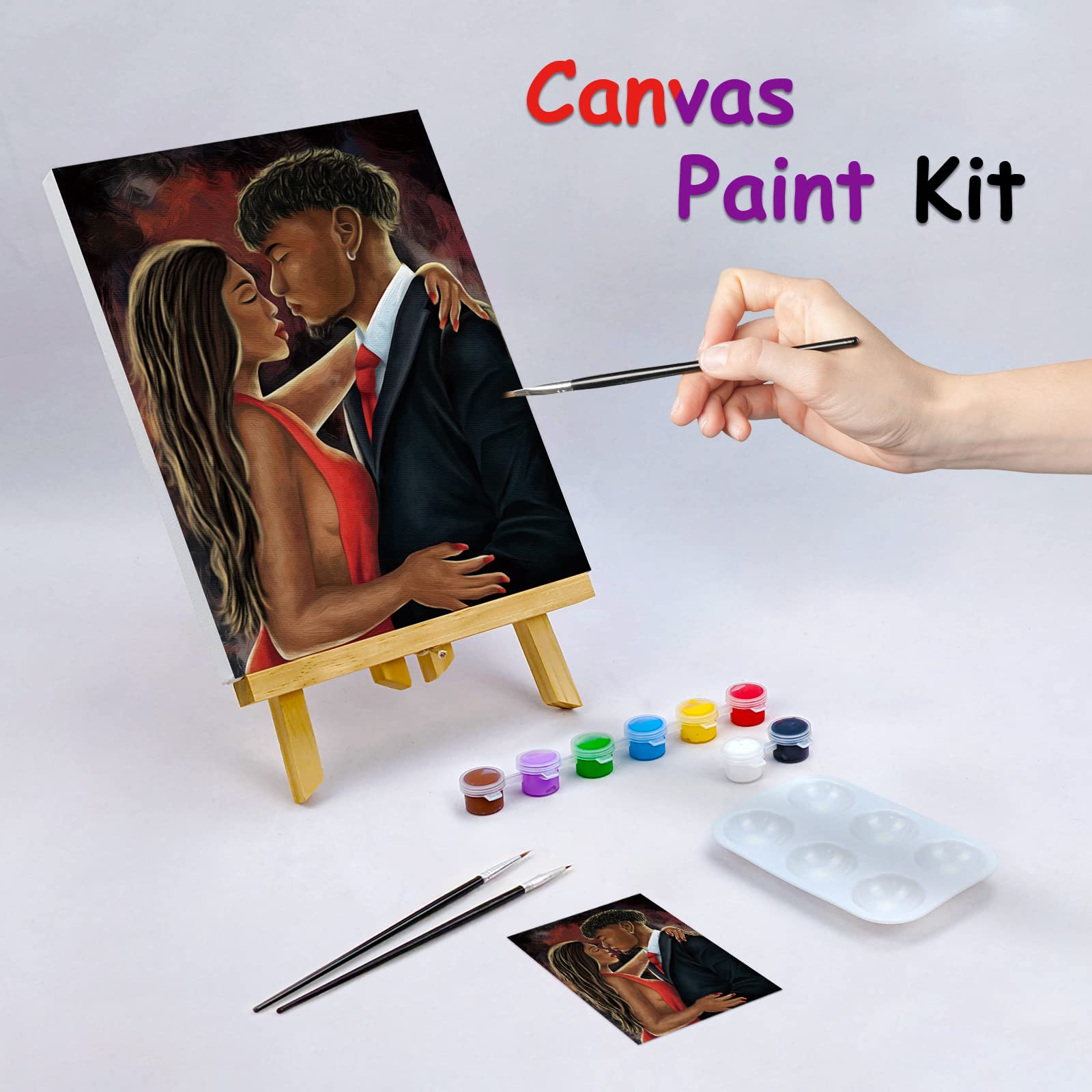 DIY Adult Canvas Couple Kissing Pre drawn Canvas Sip and Paint Par