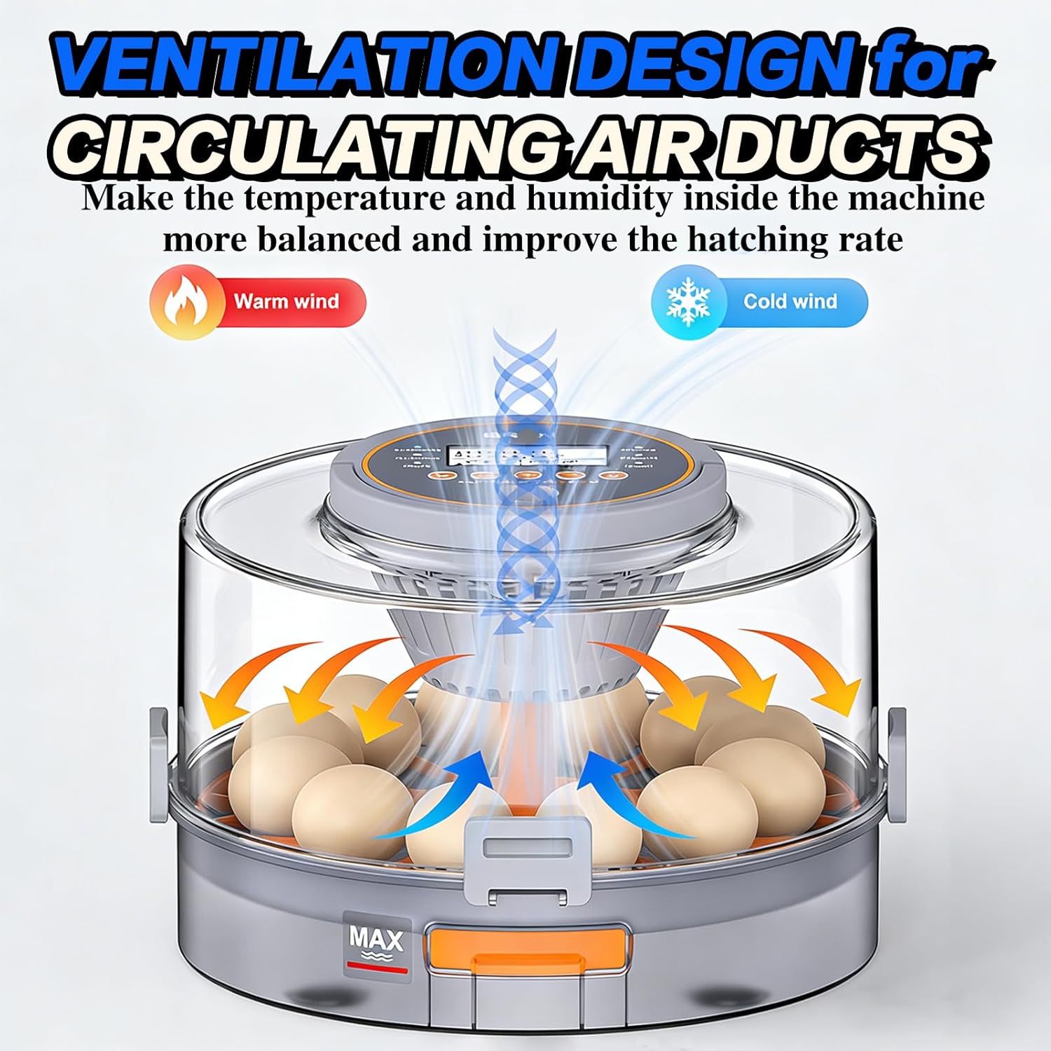 Intelligent Egg Incubator Automatic Incubator with 12 Eggs & Automatic Egg Turning Humidity Control Large Capacity Water Tank Incubators for Hatching Poultry Quail Duck Eggs
