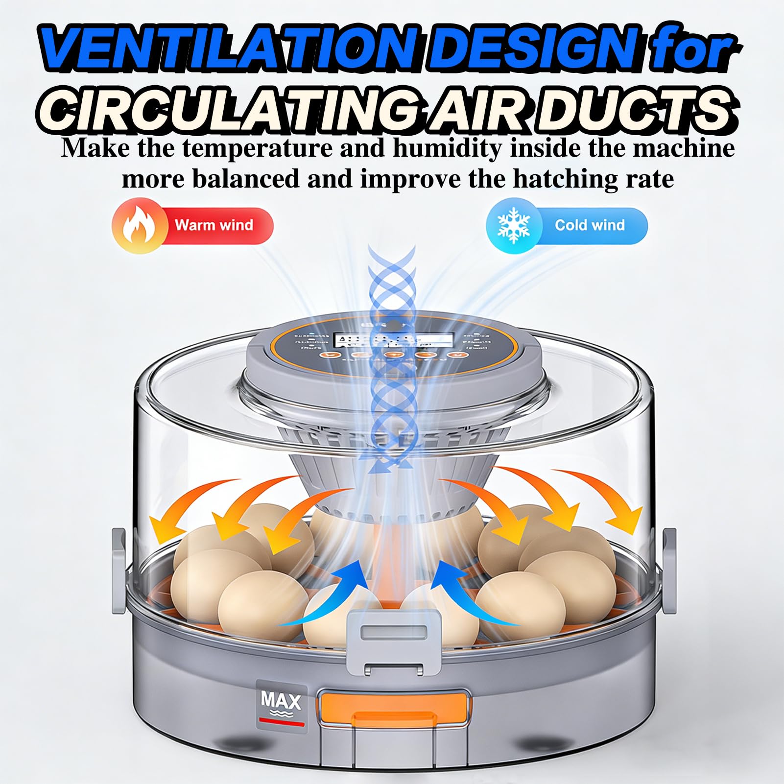 Incubadora de huevos, sistema de eclosión automático con giro de huevos y control de humedad, tanque de agua de gran capacidad para aves de corral y huevos de codorniz