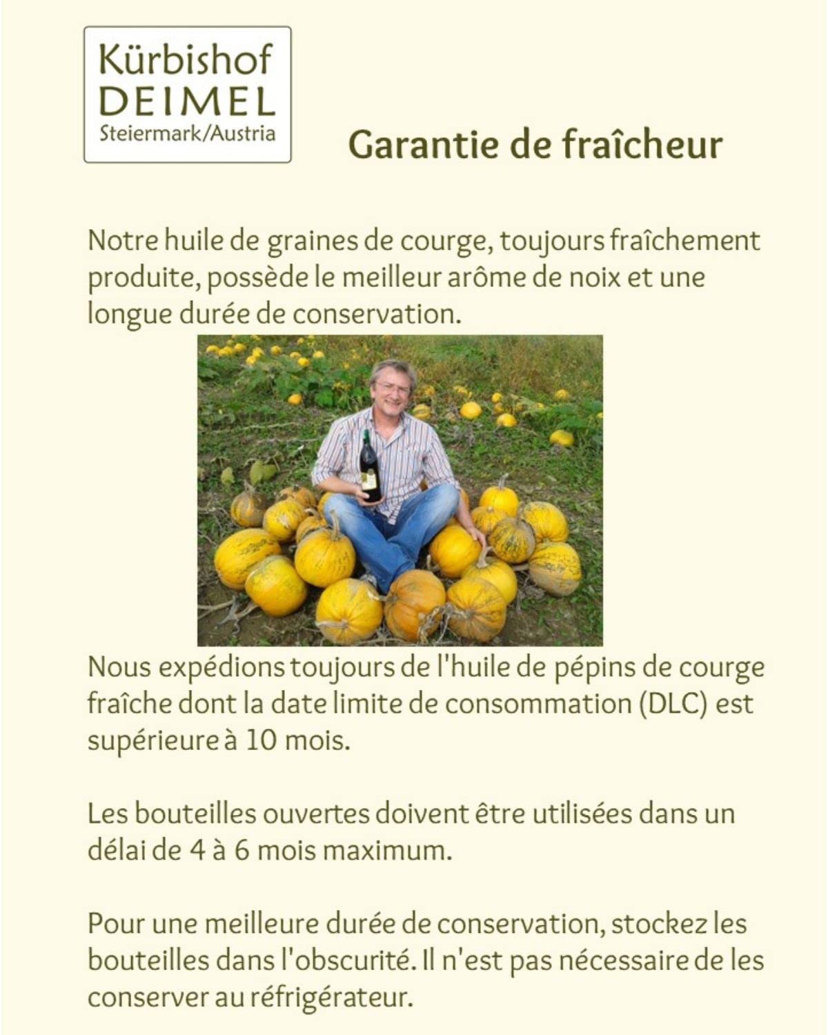 Kürbishof DEIMEL Steiermark/Austria - Bouteille de 1000 ml - Huile de pépins de courge originale de Styrie, IGP (Autriche)