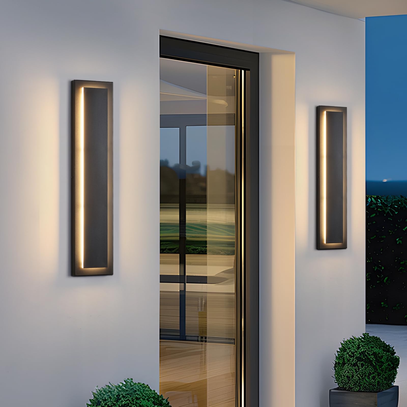 tewei 23 6 Inch Modern Outdoor Wall Sconce Long Black LED Exterior Lighting Fixtures Modern Large Outdoor Front