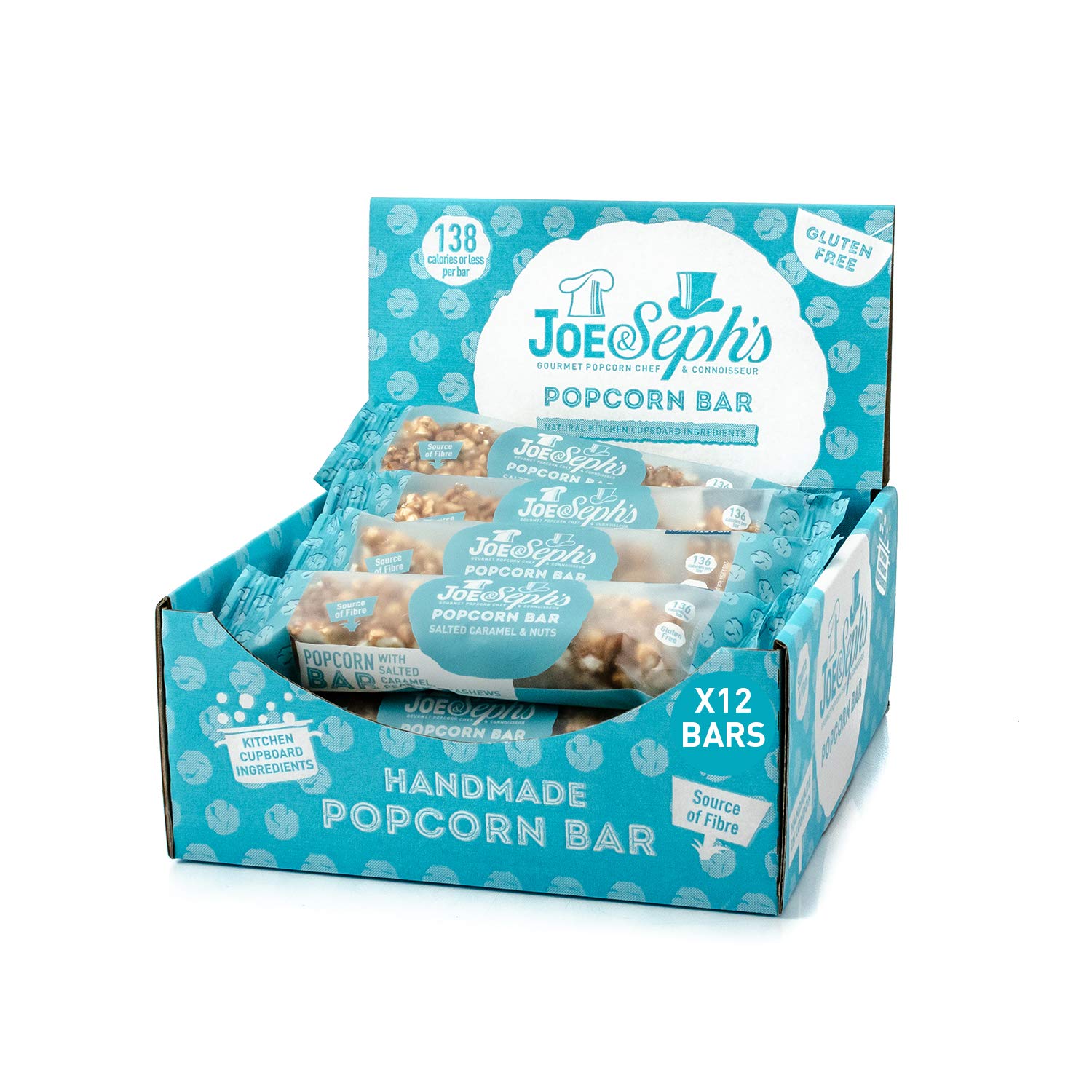 Joe & SephS Salted Caramel & Nuts Popcorn Bar 27G Pack of 12