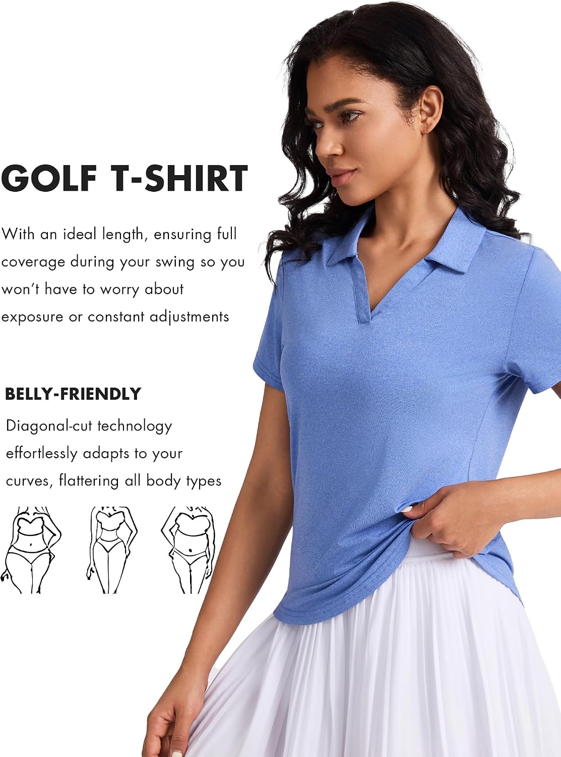 Women's Golf Tennis Shirts Short Sleeve Polo Collared V Neck Workout Tops UV Protection Lightweight Moisture Wicking Shirt
