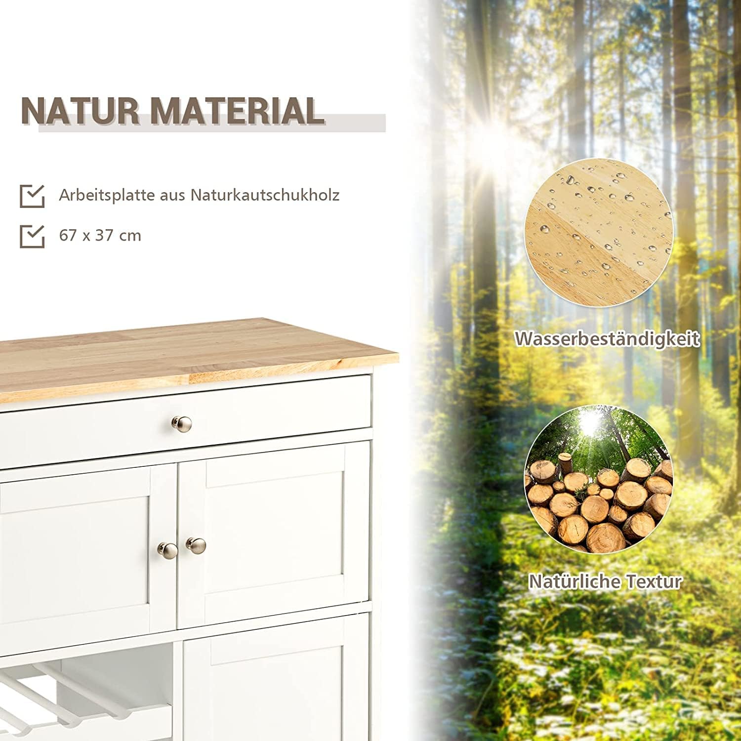 Sweiko Sideboard Mit Klappbarer Platte & Rollen – Multifunktional Für Küche & Esszimmer