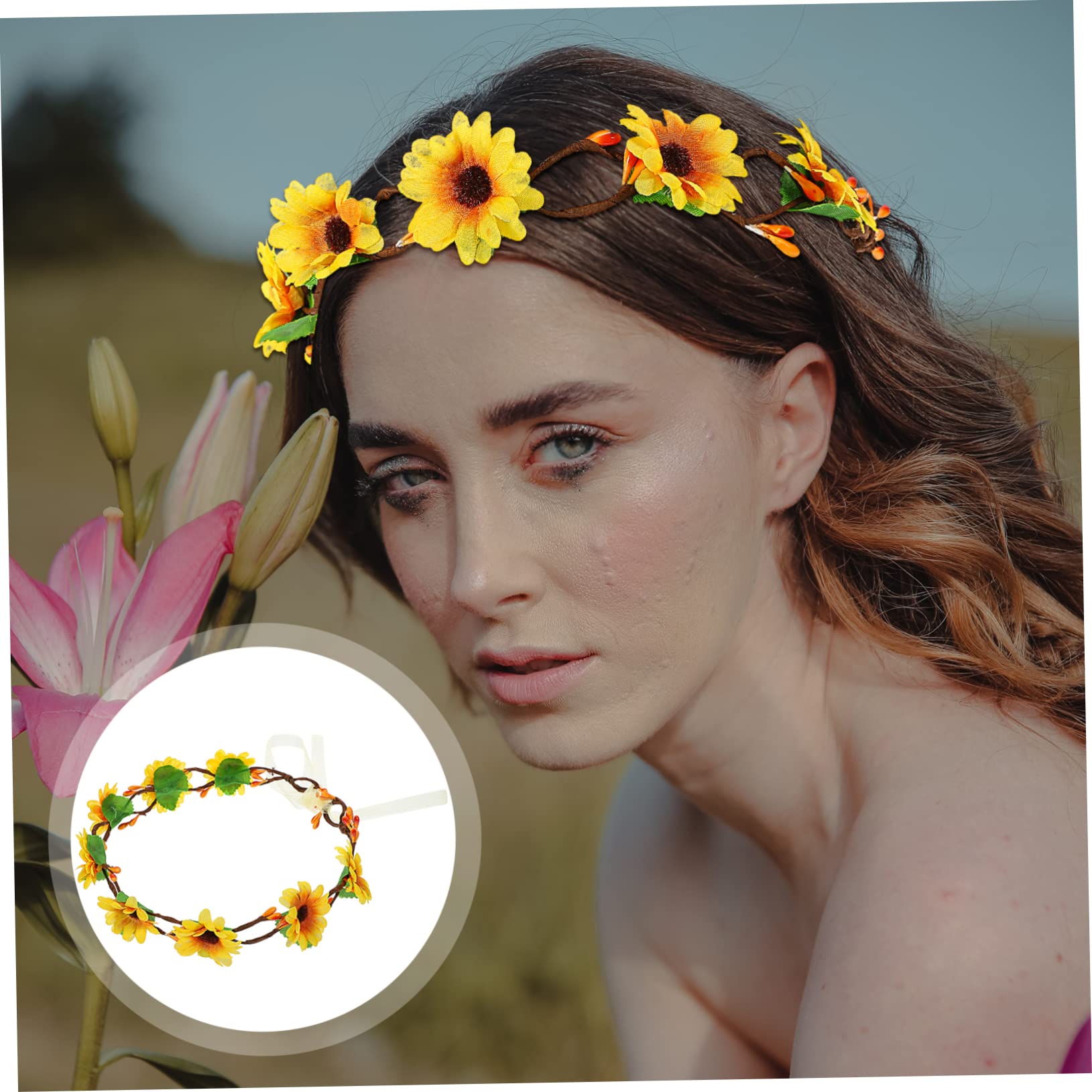 Healeved 2 Pièces Fleurs Bandeau Élégant pour Fête Plage et Photographie