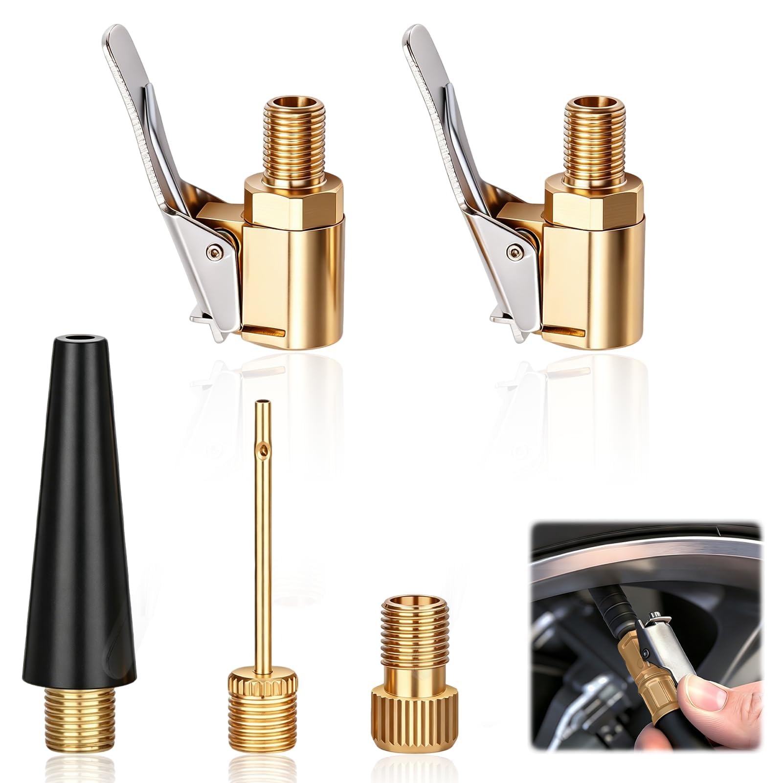 5 pièces Kit Adaptateur de Valve Multifonction, Compatible avec Bosch Easy Pump, Valve Adapter Set avec Adaptateur Pompe Vélo Valve Française, Kit Remplacement Valve Vélo pour Pneus Voiture et Ballons