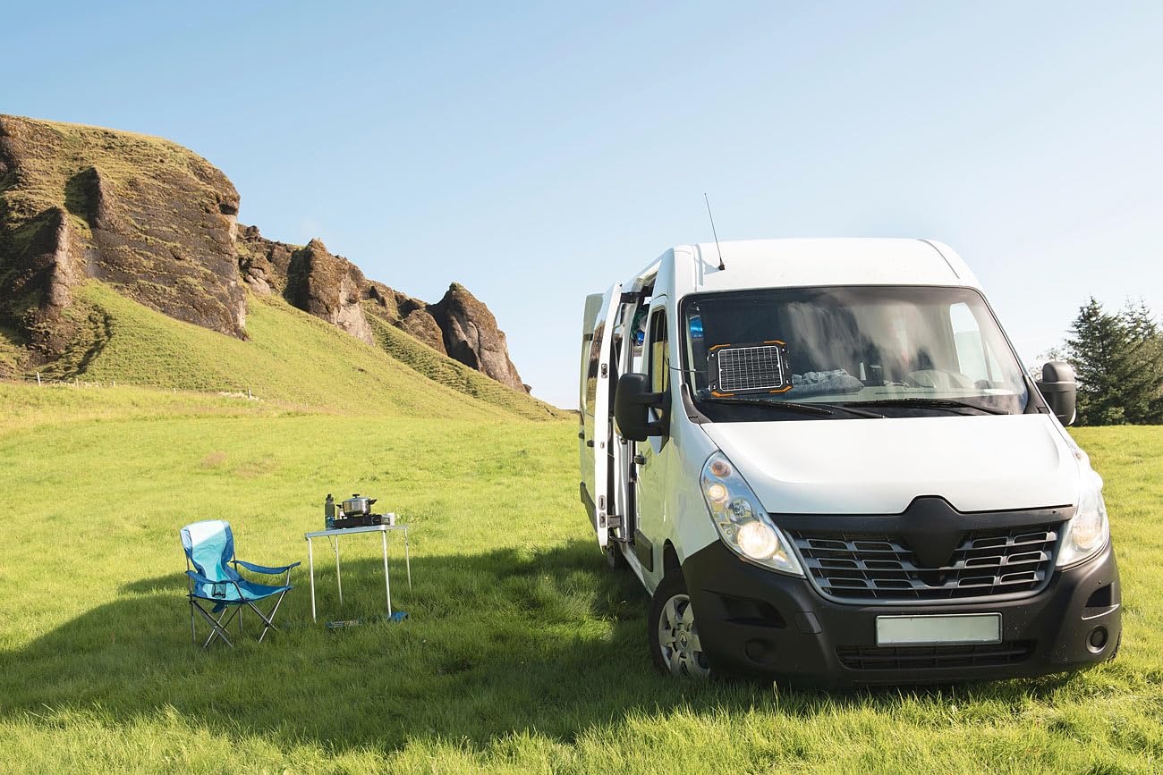 revolt Solarlader: Bifaziales Solar-Ladegerät für Kfz-/Wohnmobil-Batterien, 12 V, 13 Watt (Solar Batterieladegerät, Auto, Winter)