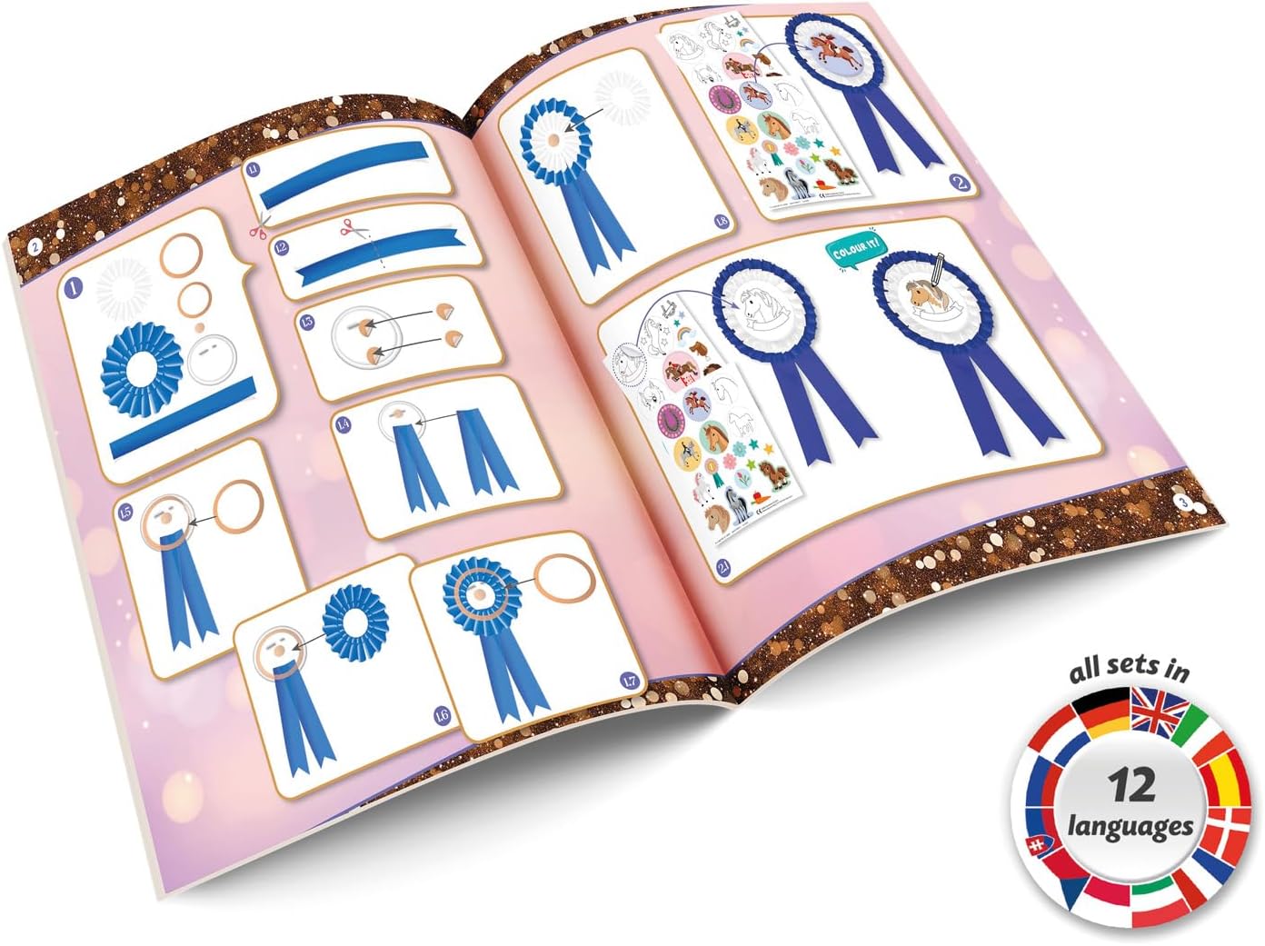 Lena Happy Horse DIY Kit - DIY Kit with 4 Rosettes, Medal, Glitter Felt and Certificate Templates, Gift for Kids Ages 6 and Up