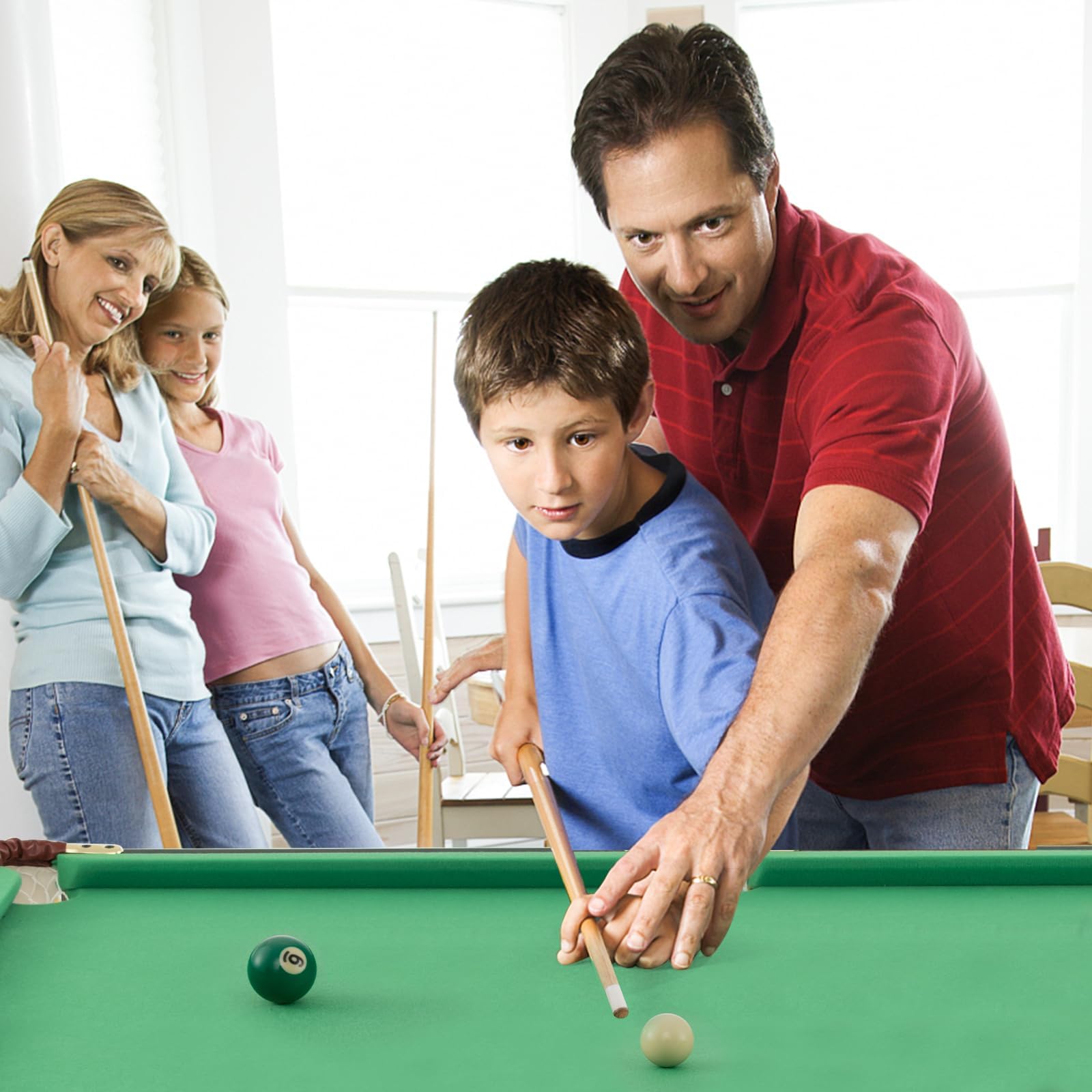 COSTWAY Billardtisch klappbar, Billiard Tisch mit Zubehör, Pooltisch mit 2 Queues, 2 Kreiden, Dreieck & Bürste, Tischbillard aus Holz, Snookertisch für Kinder, Erwachsene, 122 x 64 x 78 cm