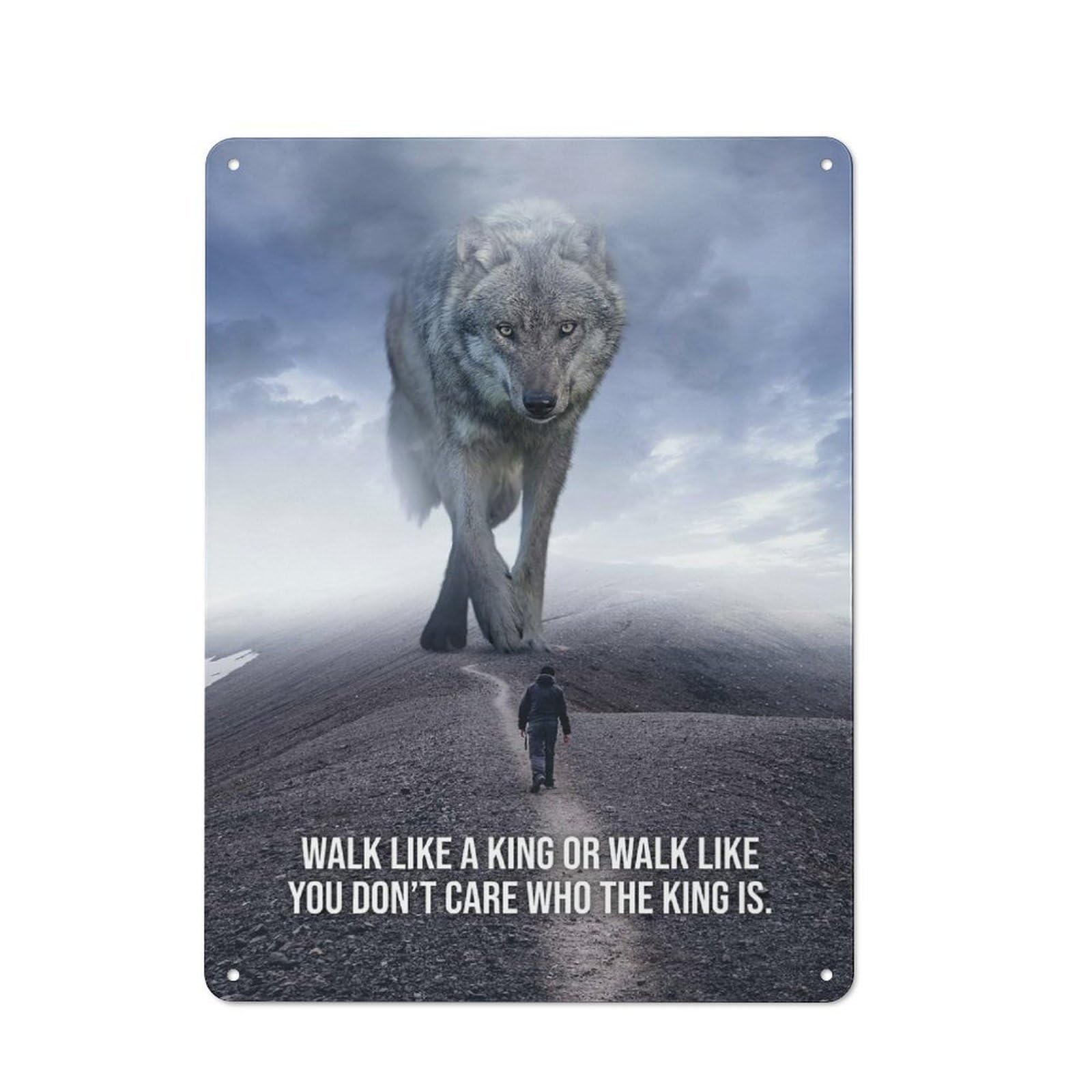 Junmoney Style-24 Walk Like A King Wolf Retro-Style Tin Sign 40X30cm For Living Room Or Hallway, For Home Wall Decor Collectors Refreshing A Room In Autumn