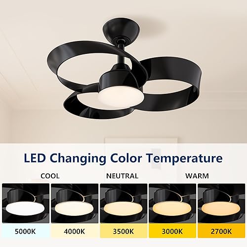 Miniatura 2 de FANX Ventilador de techo de 22 pulgadas con luz y control remoto, motor de CC silencioso, LED regulable, control reversible de 3 velocidades,