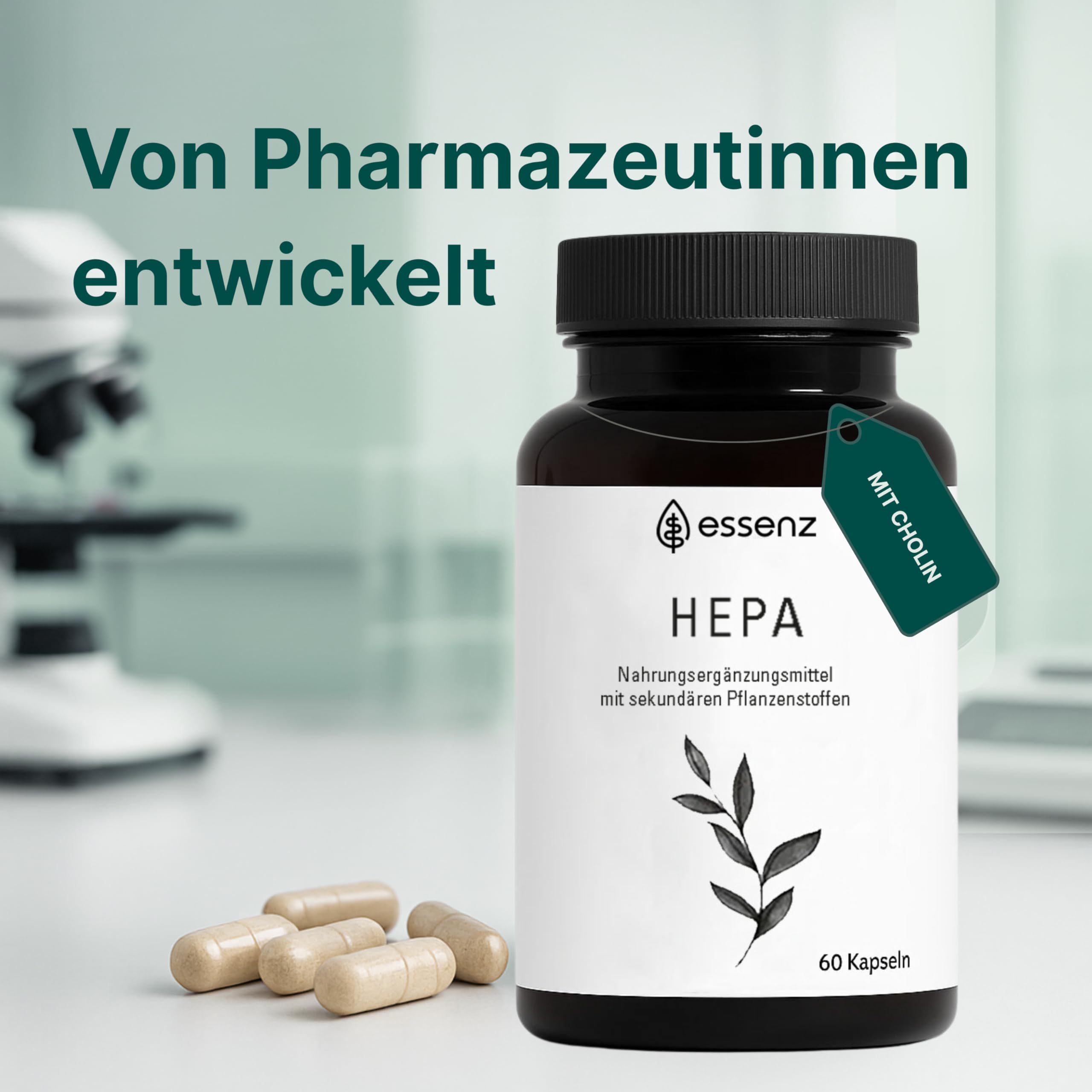 ESSENZ Hepa Kapseln – Hochwertige Kapseln mit Mariendistel-, Artischocken- & Löwenzahn-Extrakt. Inhalt: 60 Kapseln