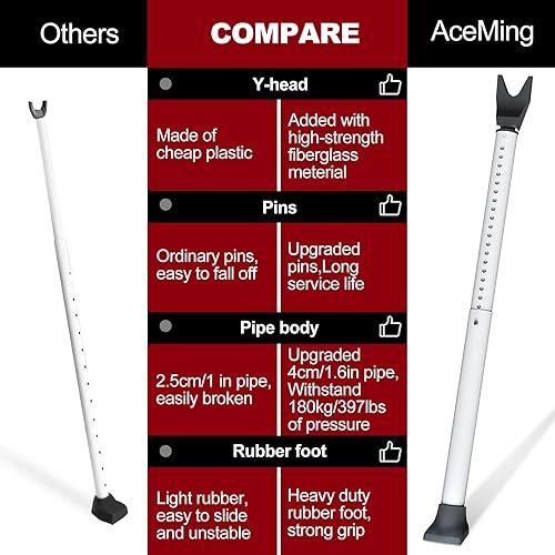 Miniatura 5 de AceMining Barra de seguridad para puerta mejorada y barra de patio deslizante, topes resistentes ajustables para el hogar, apartamento, viajes